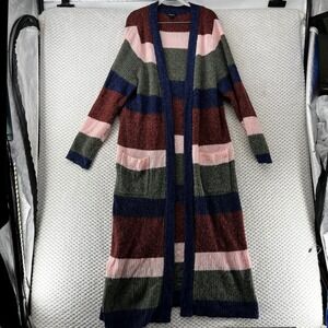 Torrid Duster‎ Cardigan Chunky Striped Knit Open Front Pockets Long Sleeve 1X